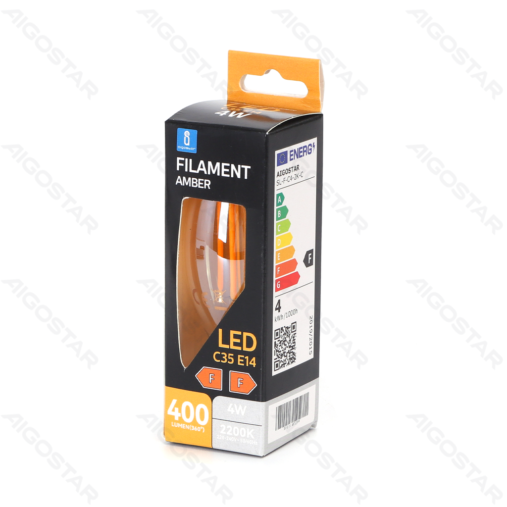 Aigostar LED Gloeilamp (Amber) C35 E14 4W