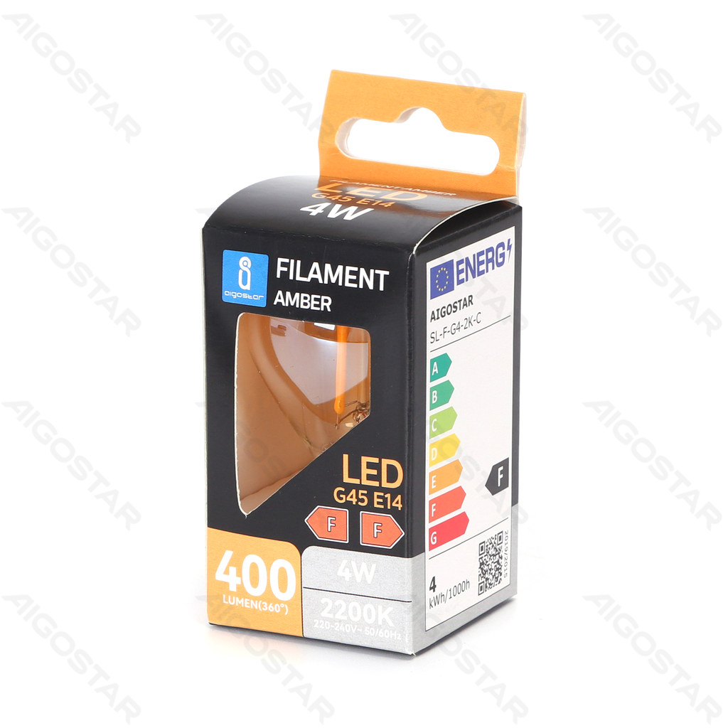 Aigostar LED Gloeilamp (Amber) G45 E14 4W