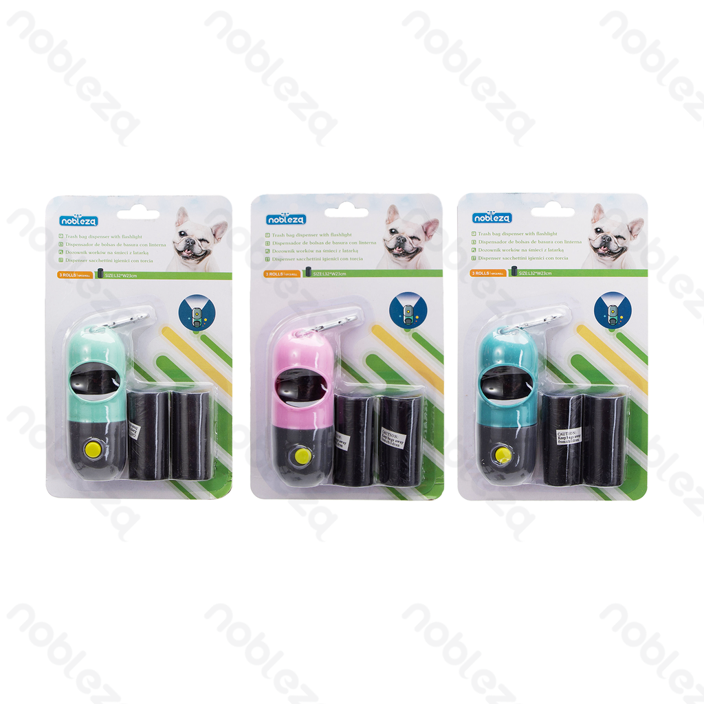 Aigostar Trash bag holder Flashlight box Silver buckle L32*W23cm Blue&Green&Pink Including waste bags*3