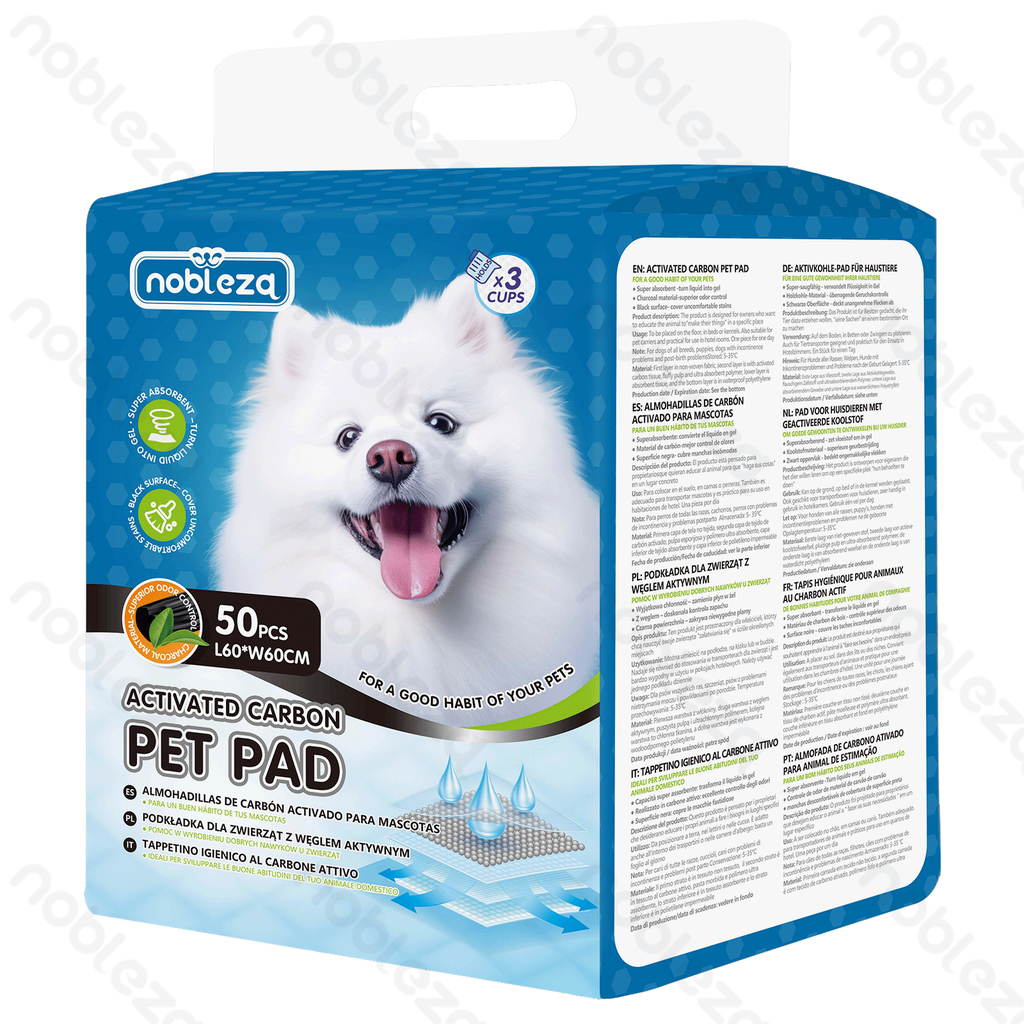 Aigostar Pet pad Active carbon L60*W60cm White&Grey 50pcs