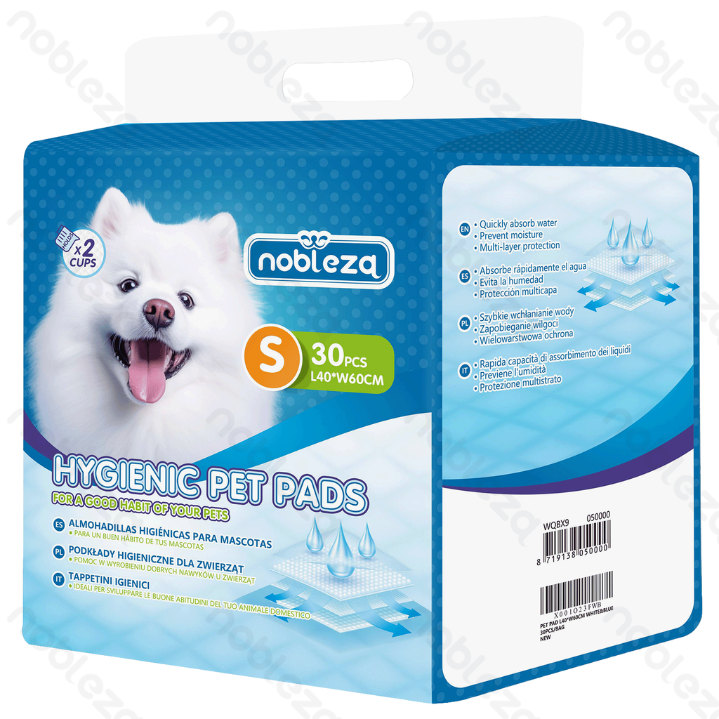 Aigostar Pet pad S L40*W60cm White&Blue 30pcs