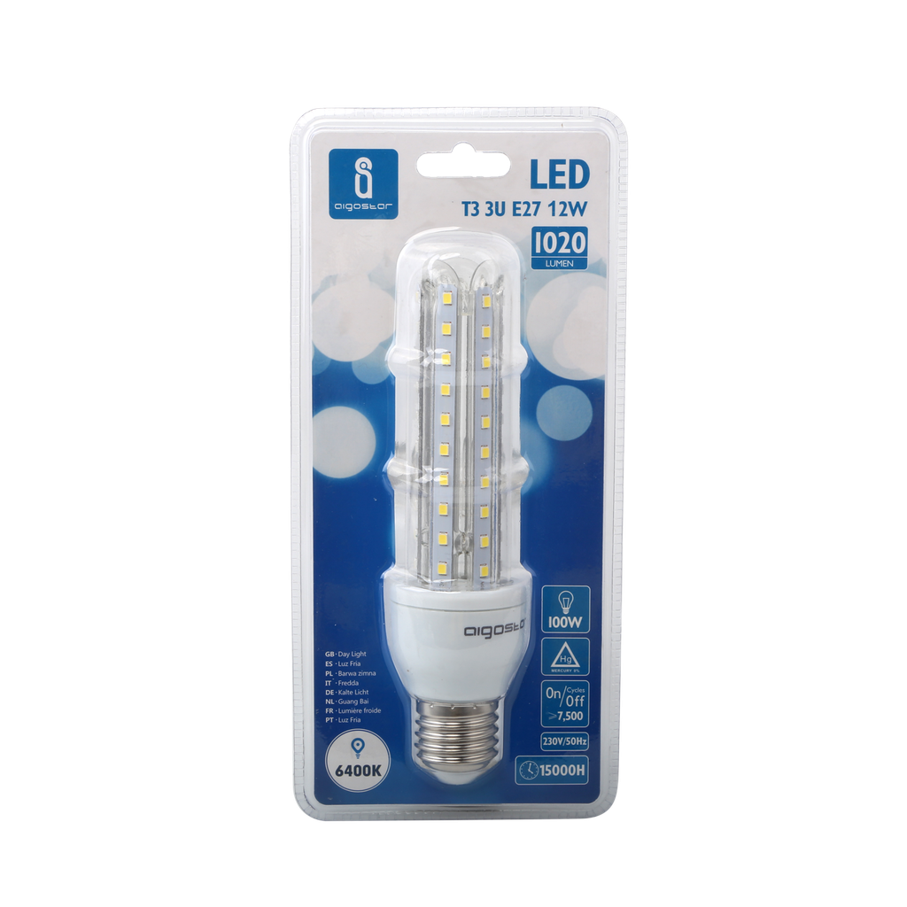 LED B5 T3 3U E27 12W 6500K 1020Lm
