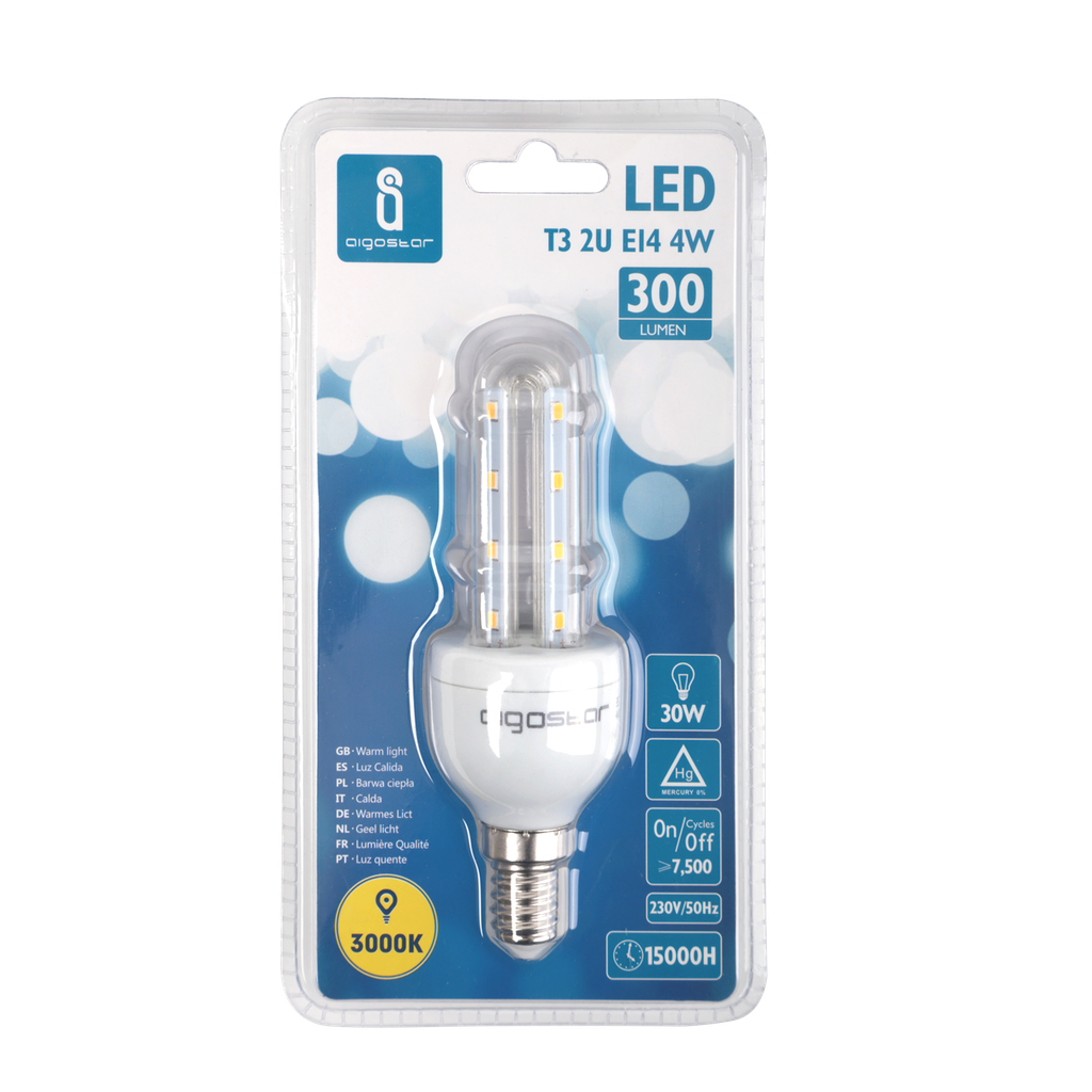 LED B5 T3 2U E14 4W 3000K 300Lm