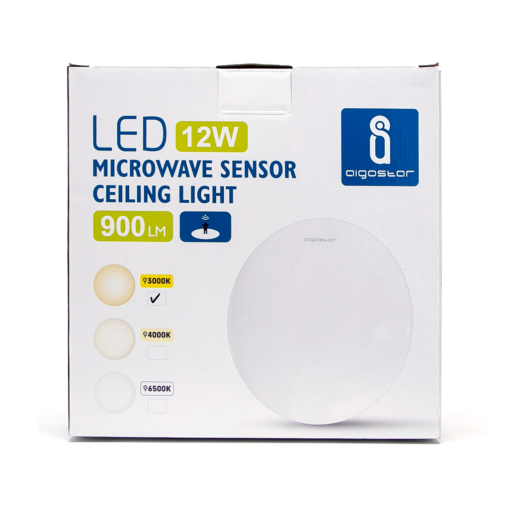 LED MICROWAVE SENSOR PLAFONDVERLICHTING 12W 900LM 3000-4000-6500K