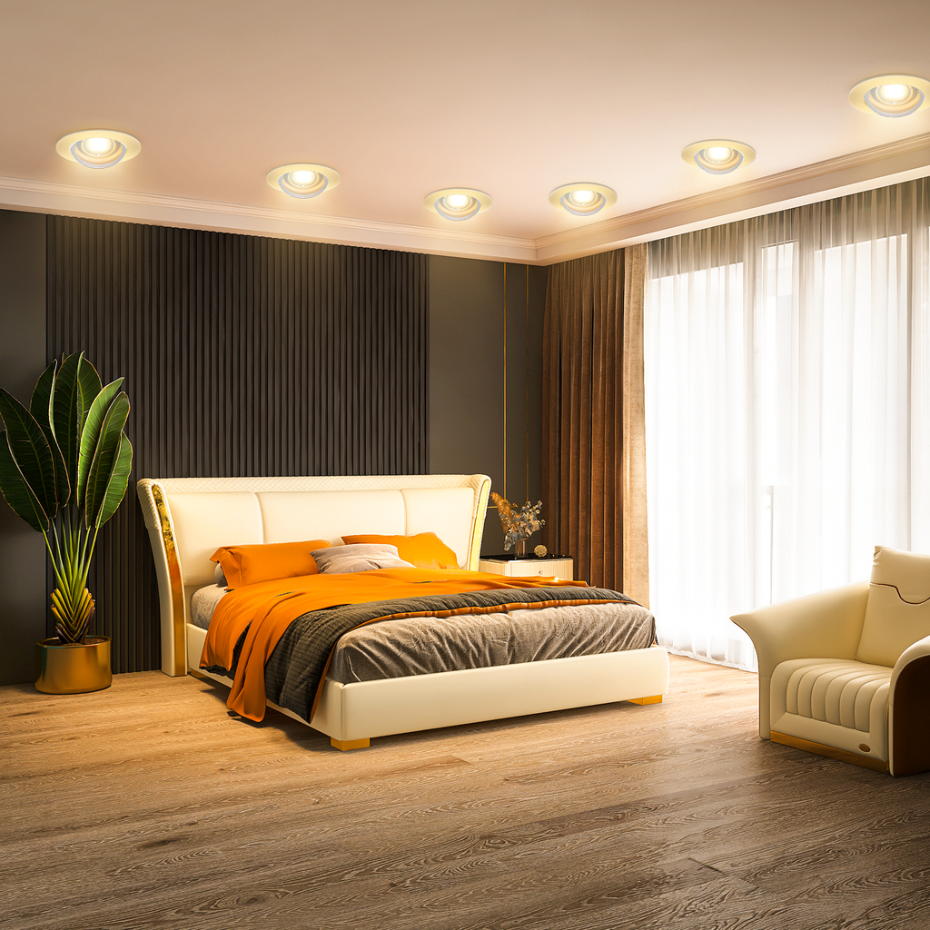 [A285845] Aigostar LED Inbouw Ronde Downlight met verstelbare Hoek 5W Geel Licht 3000K