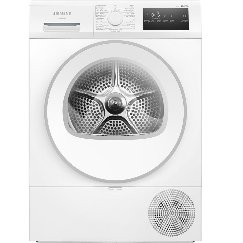 [WT45H20WFG] Siemens Huishoud Warmtepompdroogkast 8kg, iQ300, D