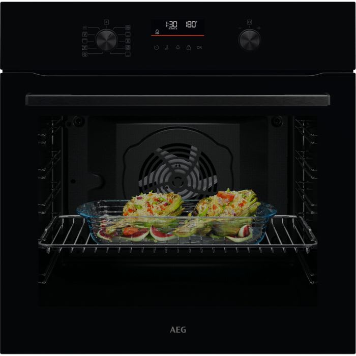 [OU5PB40SK] AEG Inbouwoven 5000 pyrolyse zwart glas A++