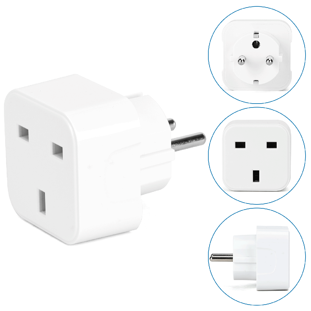 Adaptateur de voyage 1 vers 1 UK vers Allemagne Blanc
