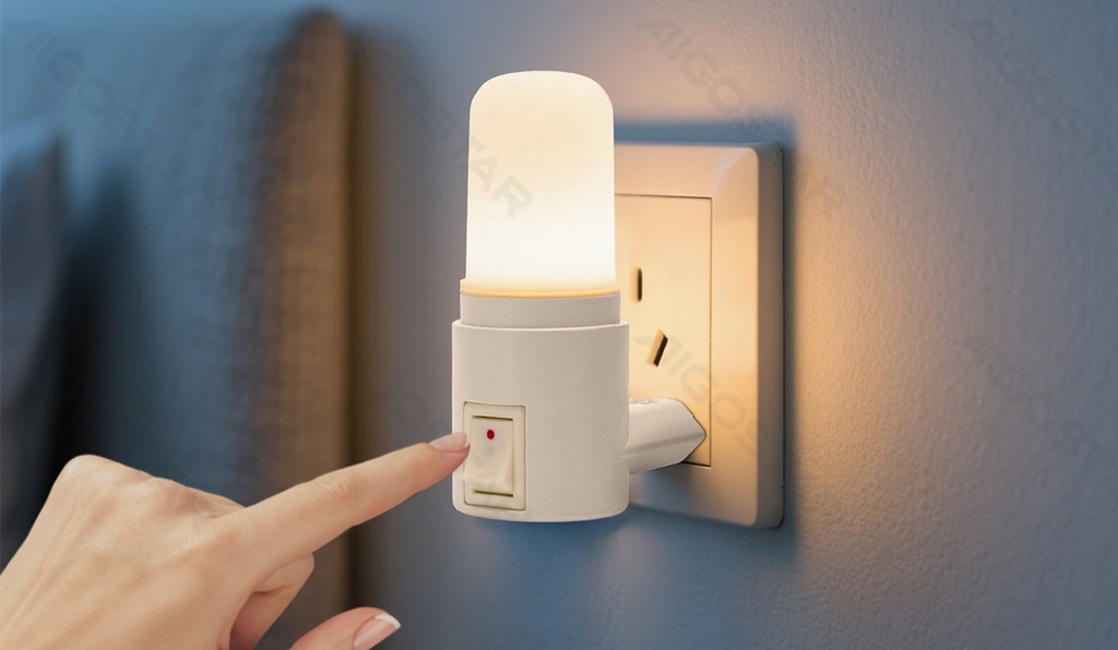 Aigostar LED Night light Mains Switch Round PC&PS White