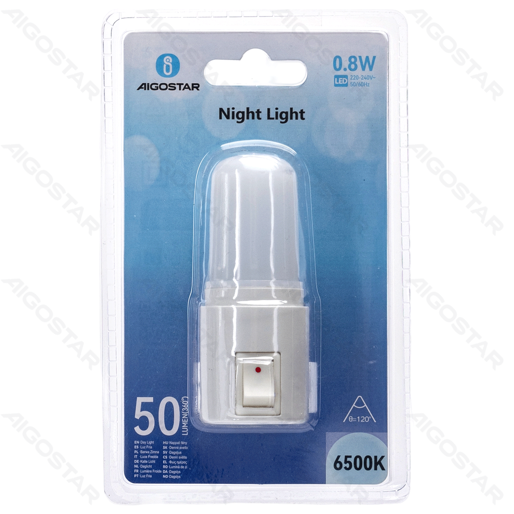 LED Night light Mains Switch Round PC&PS White