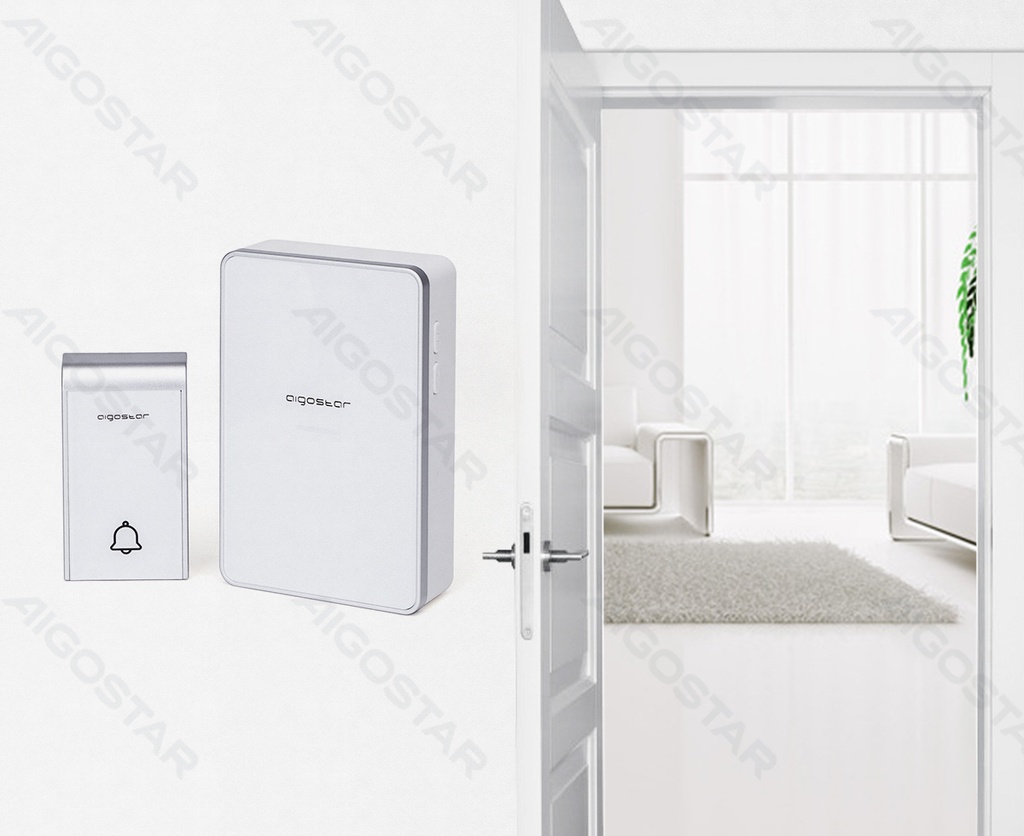 [B20105VKX] DC Wireless Digital Door Bell (one for two) White & Silvery