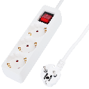 Duitse 3-voudige stekkerdoos 16A stekker 1m kabel 3G1 0mm² wit