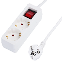 Duitse 2-voudige stekkerdoos 16A stekker 1m kabel 3G1 0mm² wit