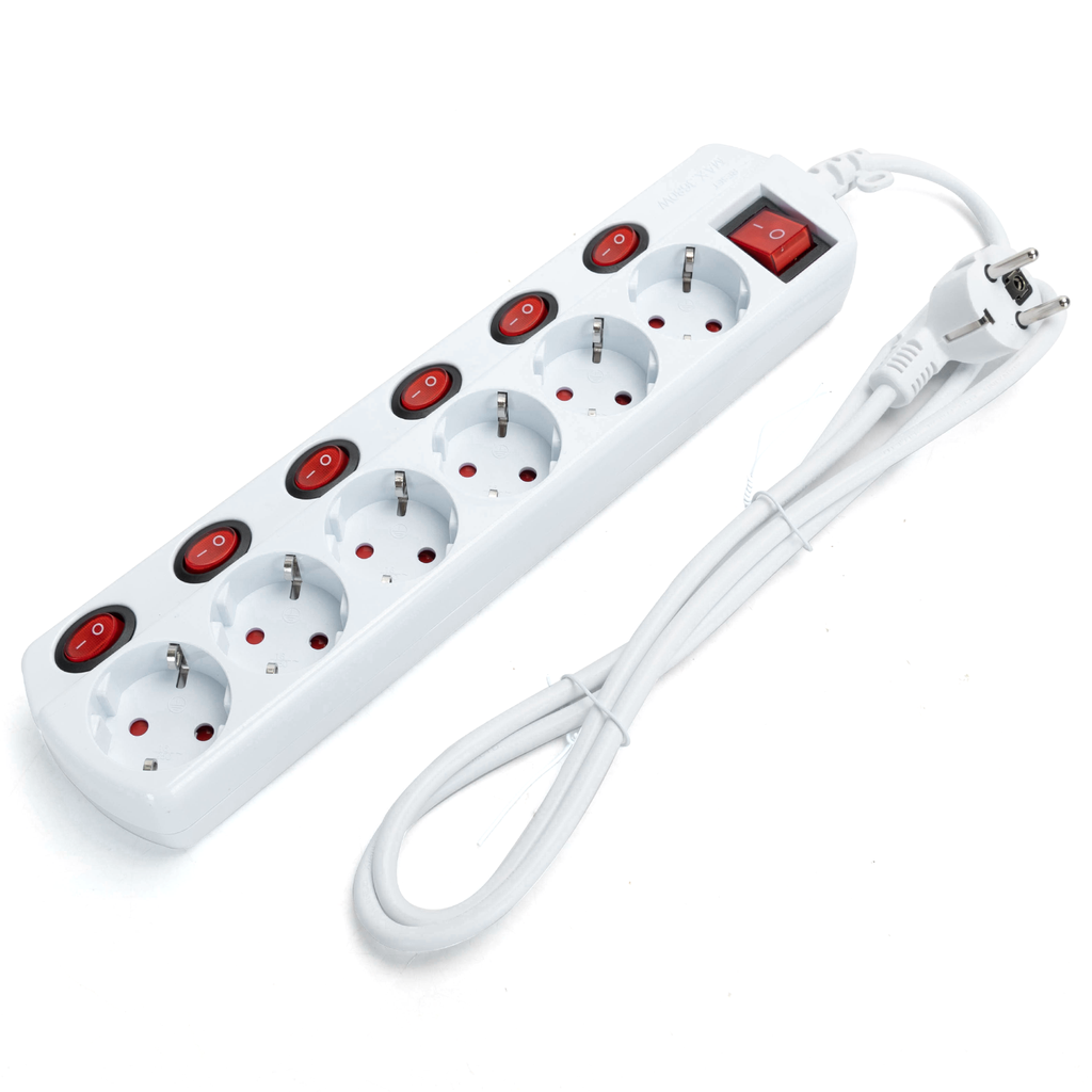 [B201033II] Aigostar Duitse 6-voudige stekkerdoos 3G1.0mm² 1.5m