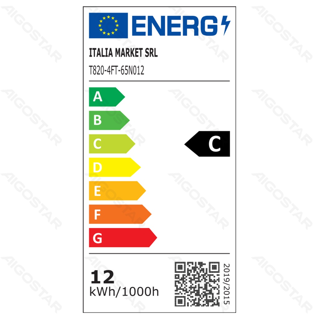 LED plastic T8 tube 1.2m 12W 6500K 160lm/w