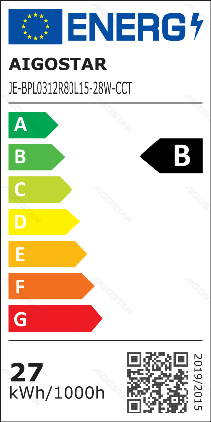 [B104062KY] Panneau lumineux LED rétro-éclairé 28w 5040lm CCT avec cordon d'alimentation 1.5M
