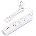 L- Series German 3-Way Power Strip (With Switch) 1.5M 3G1.0mm² White and Gray USB*2+Type-C