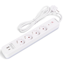 Aigostar L-reeks Duitse stekkerdoos met 4 stopcontacten 1,5m 3G1 0mm² wit en grijs