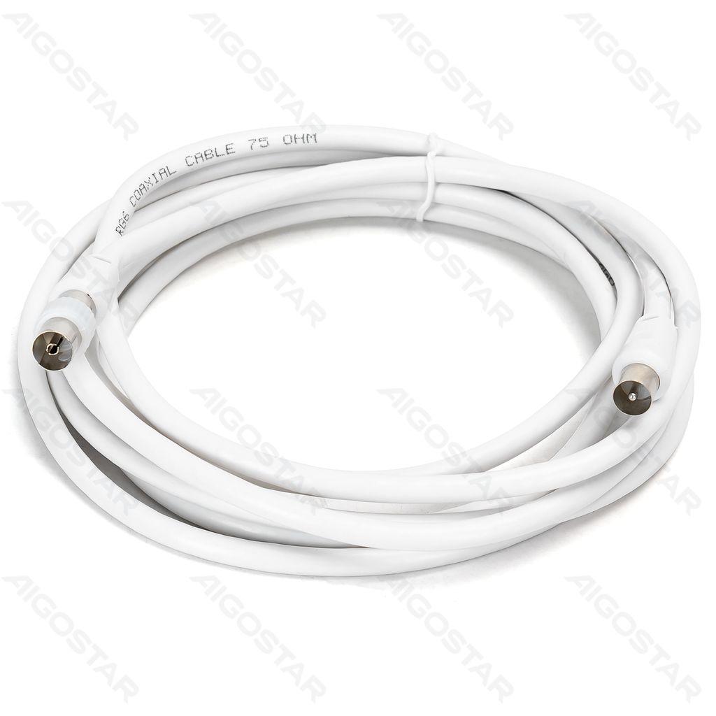Aigostar RG6U TV-kabel met male-to-male connectoren en accessoires 3m
