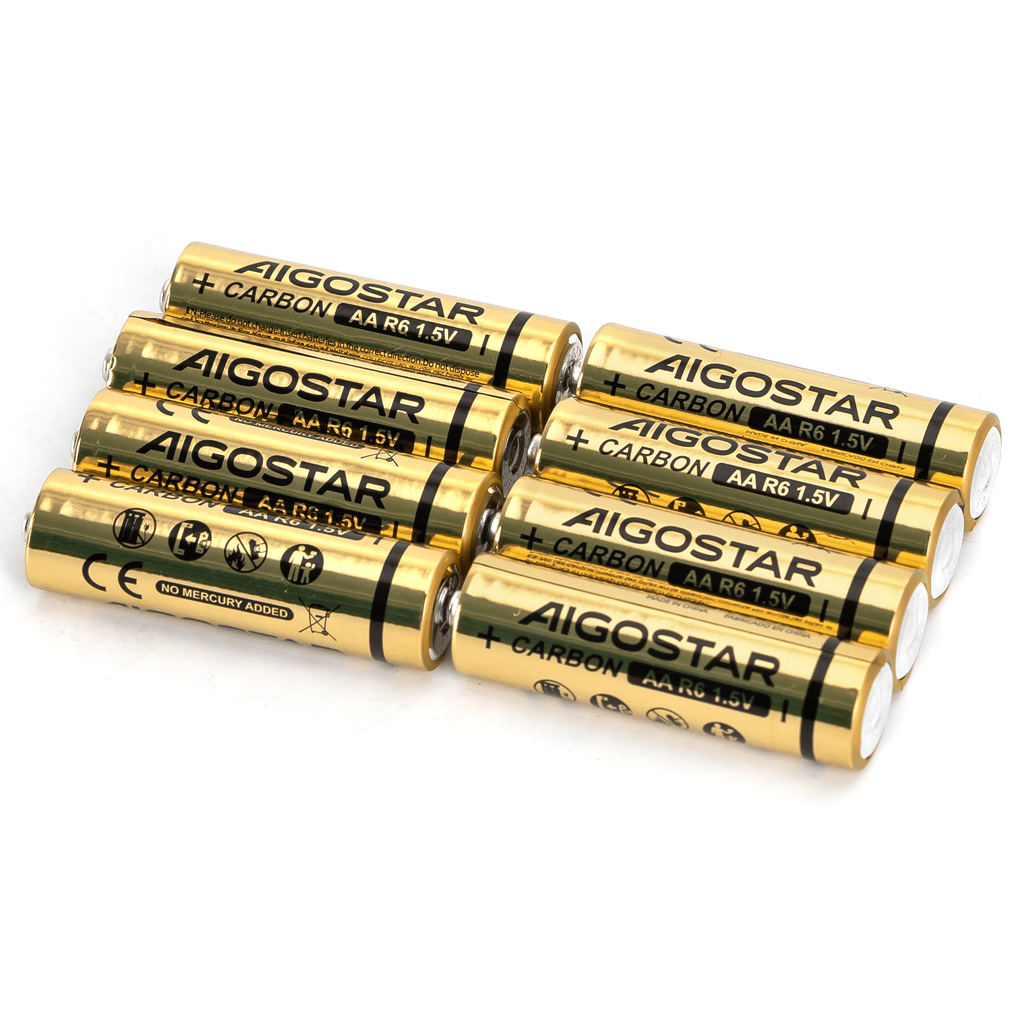 [B20107RI0] Aigostar Koolstof-zink batterij R6 (AA) 1,5V 8 stuks