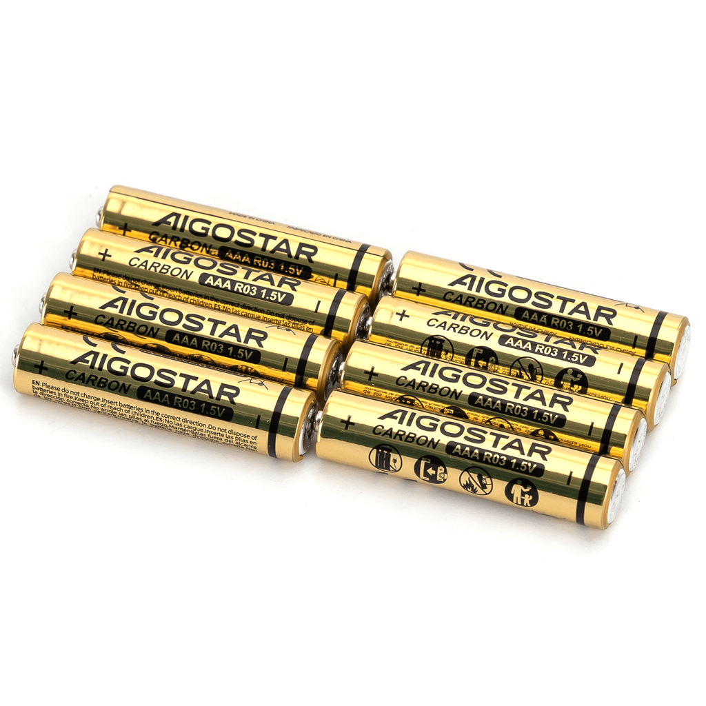 Aigostar Koolstof-zink batterij R03 (AAA) 1,5V 8 stuks