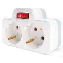 German conversion socket, 1 to 2, 16A, with switch, white and grey