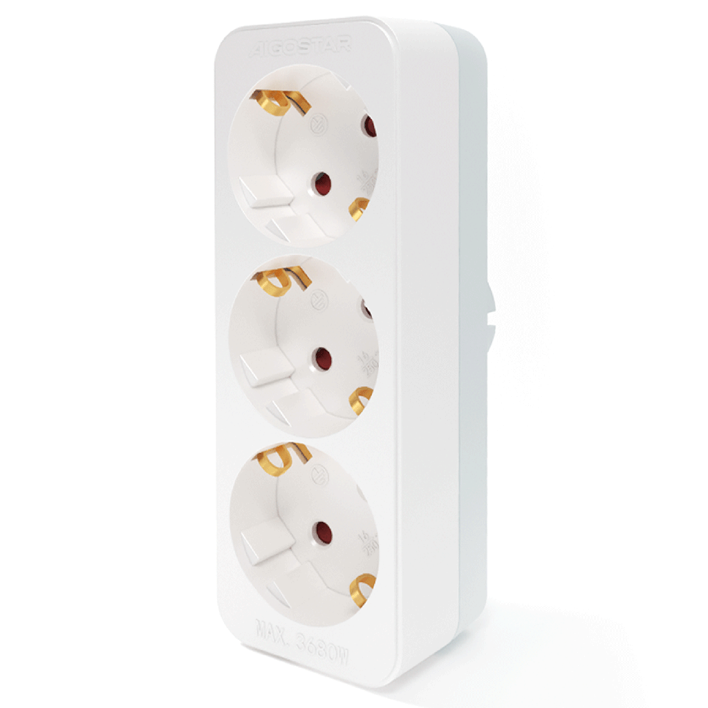 [B20102R51] Duitse stopcontactsplitter recht 1 naar 3 16A