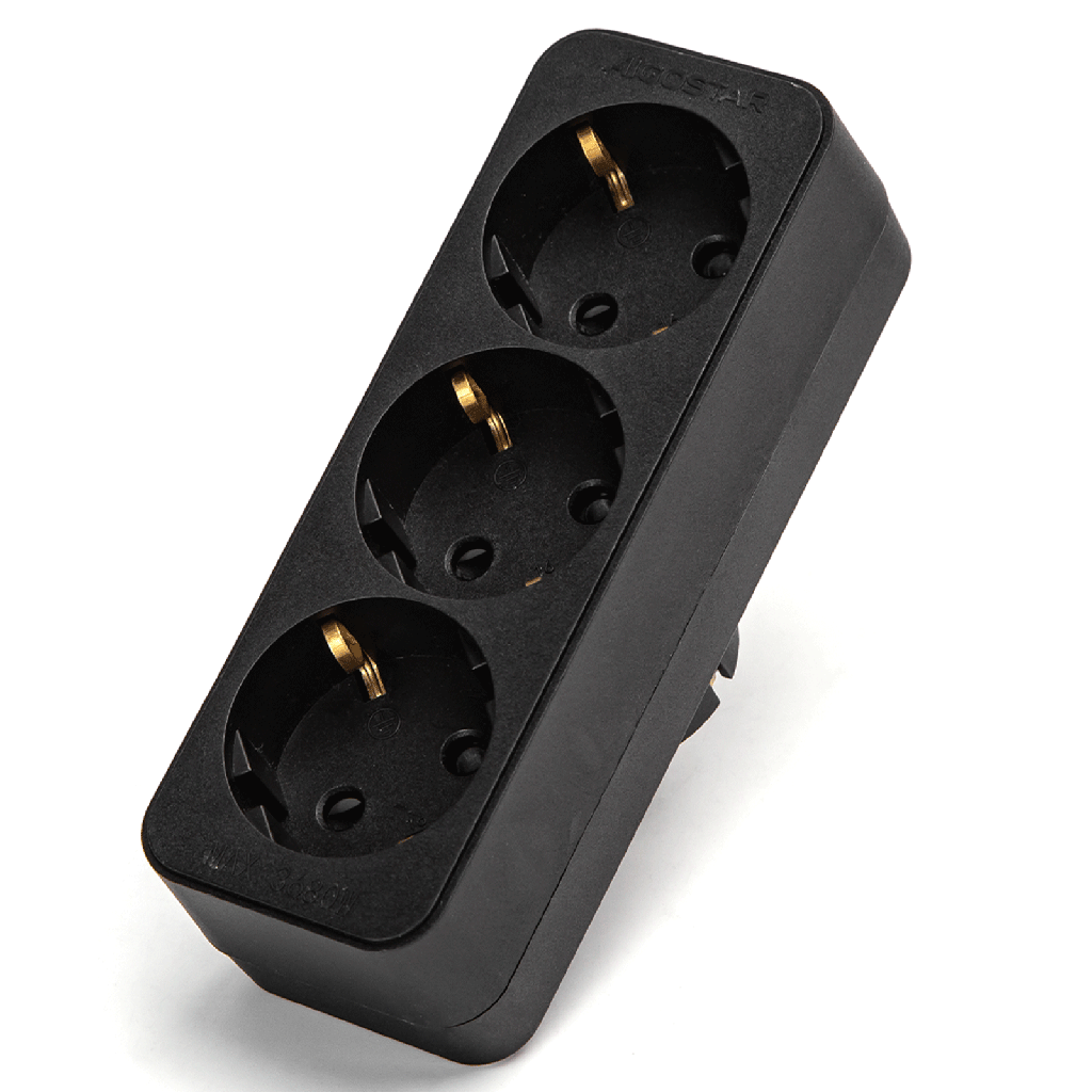 [B20102R52] Duitse stopcontactsplitter recht 1 naar 3 16A