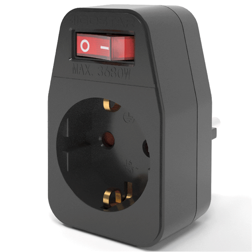 Duitse stopcontactsplitter recht 1 naar 1 16A