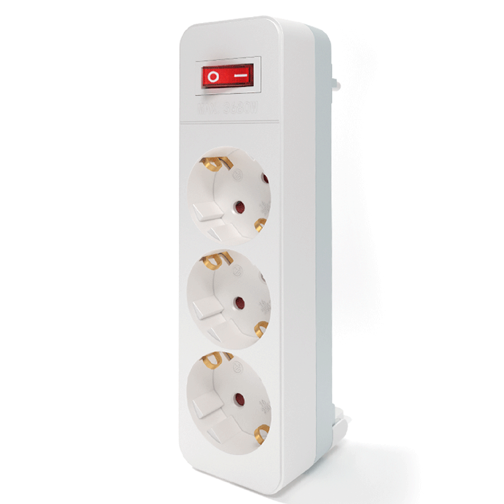 Aigostar Duitse stopcontactsplitter recht 1 naar 3 16A