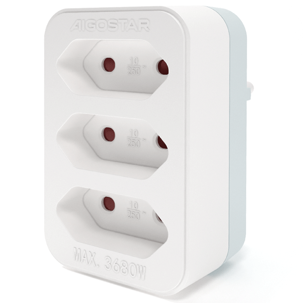 Aigostar Duitse stopcontactsplitter recht 1 naar 3 10A