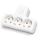 German conversion socket, 1 to 3, 16A, with switch, White and gray