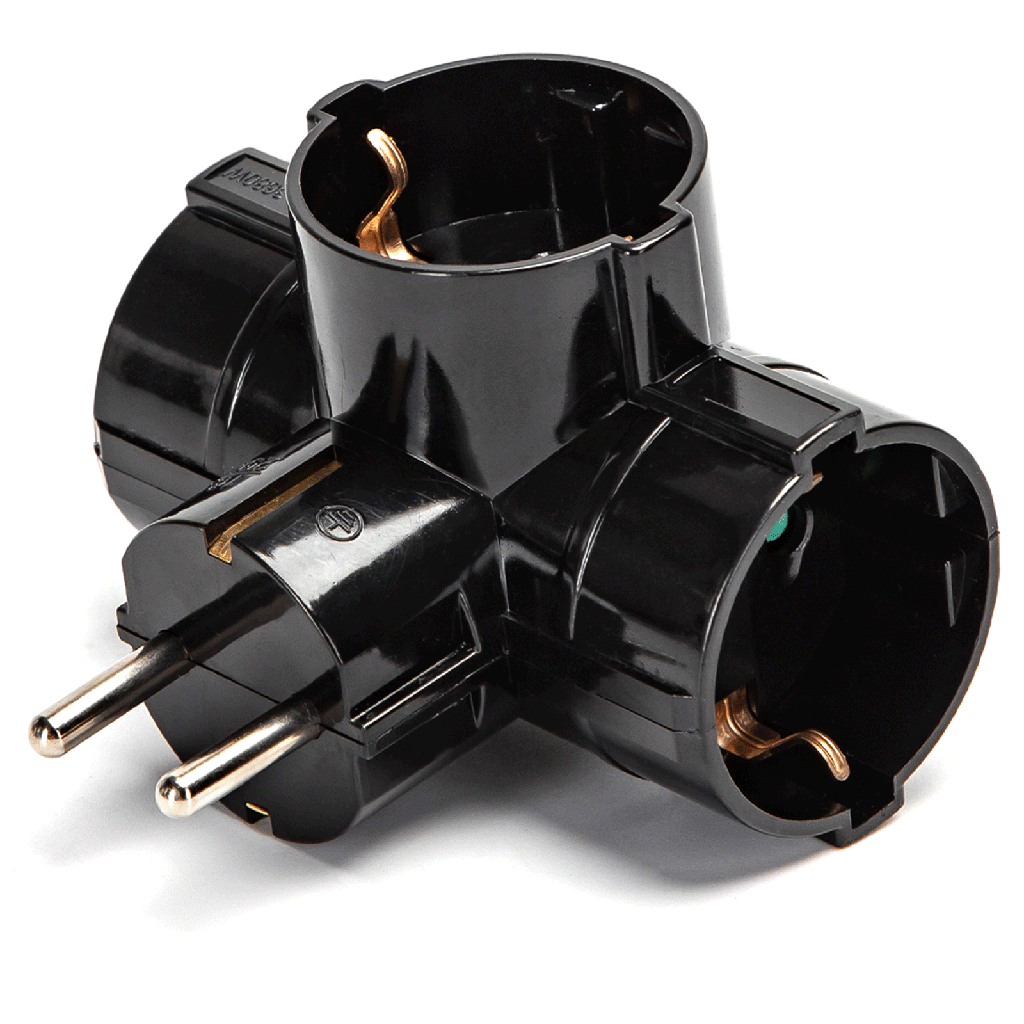 Duitse stopcontactsplitter 1 naar 3 16A kolom