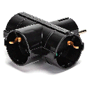 Deutsche Konvertierungssteckdose, eins zu drei, 16A, vertikaler Stecker, Schwarz