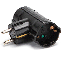 German conversion socket, one to two, 16A, Black