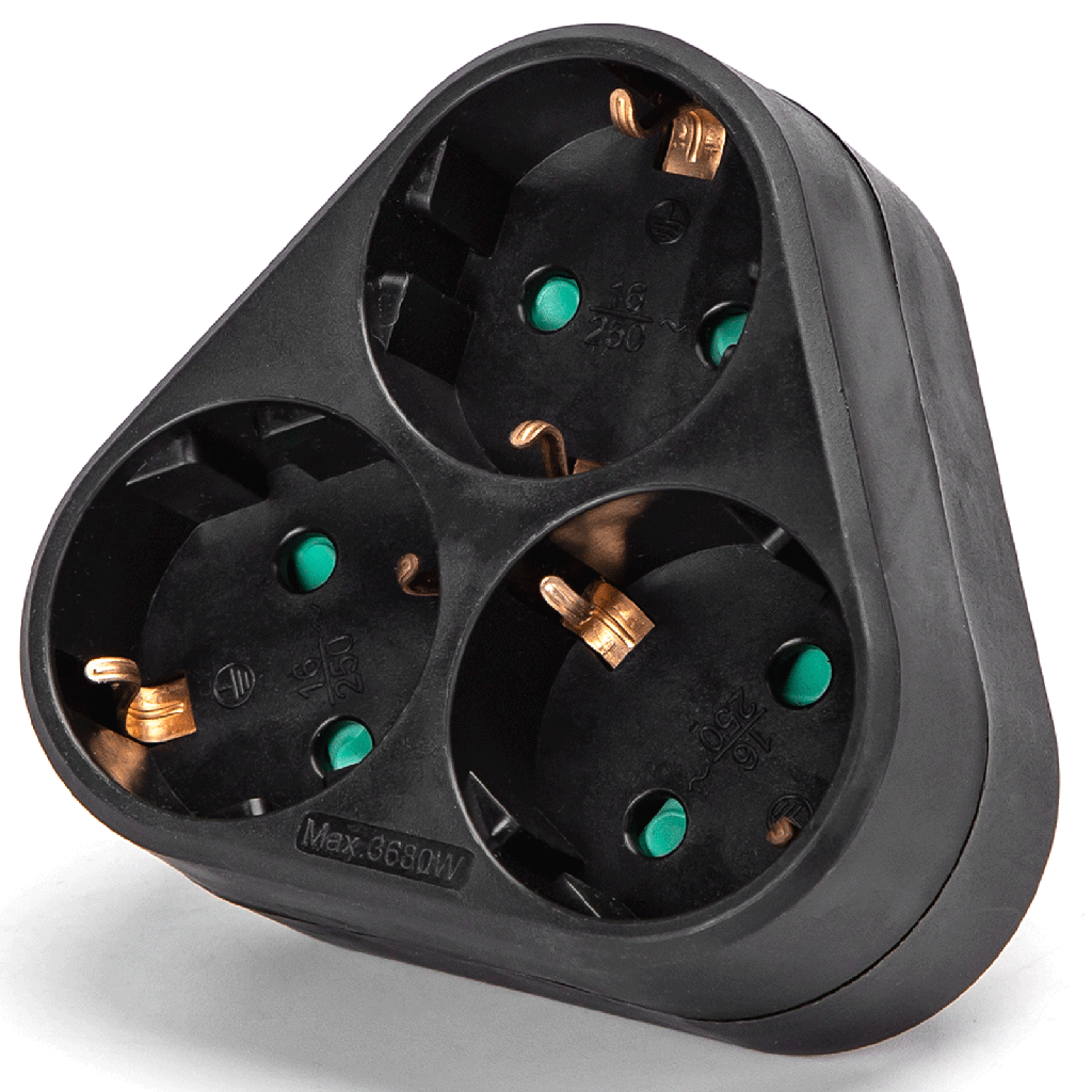 [B20102R62] Duitse stopcontactsplitter 1 naar 3 16A driehoek