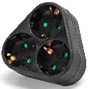 German conversion socket, one to three, 16A, Black