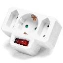 Prise de conversion allemande, 1 à 3, 16A+2*10A, avec interrupteur, Blanc