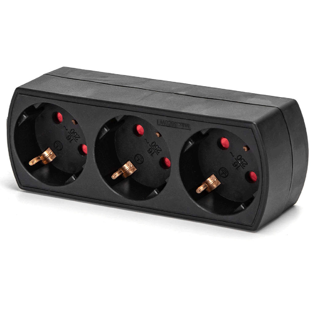 [B20102R60] Duitse stopcontactsplitter 1 naar 3 16A rechthoek