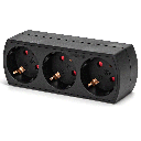German conversion socket, one to three, 16A, Black