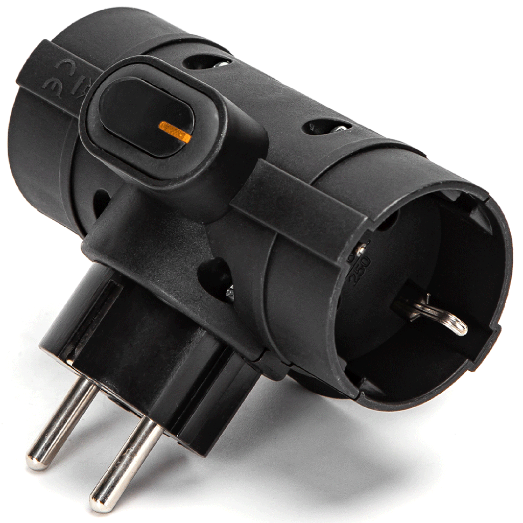 [B20102R67] Aigostar Duitse stopcontactsplitter 1 naar 3 16A kolom