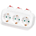 German conversion socket 1 to 3, 16A, with sub-control switch, White