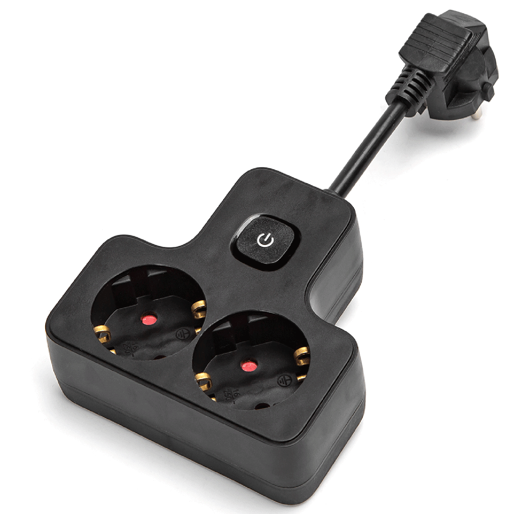 Aigostar Duitse stekkerdoos 2-input 5cm korte kabel