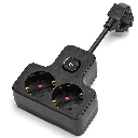 German power strip,  2-ways, 5cm short wire