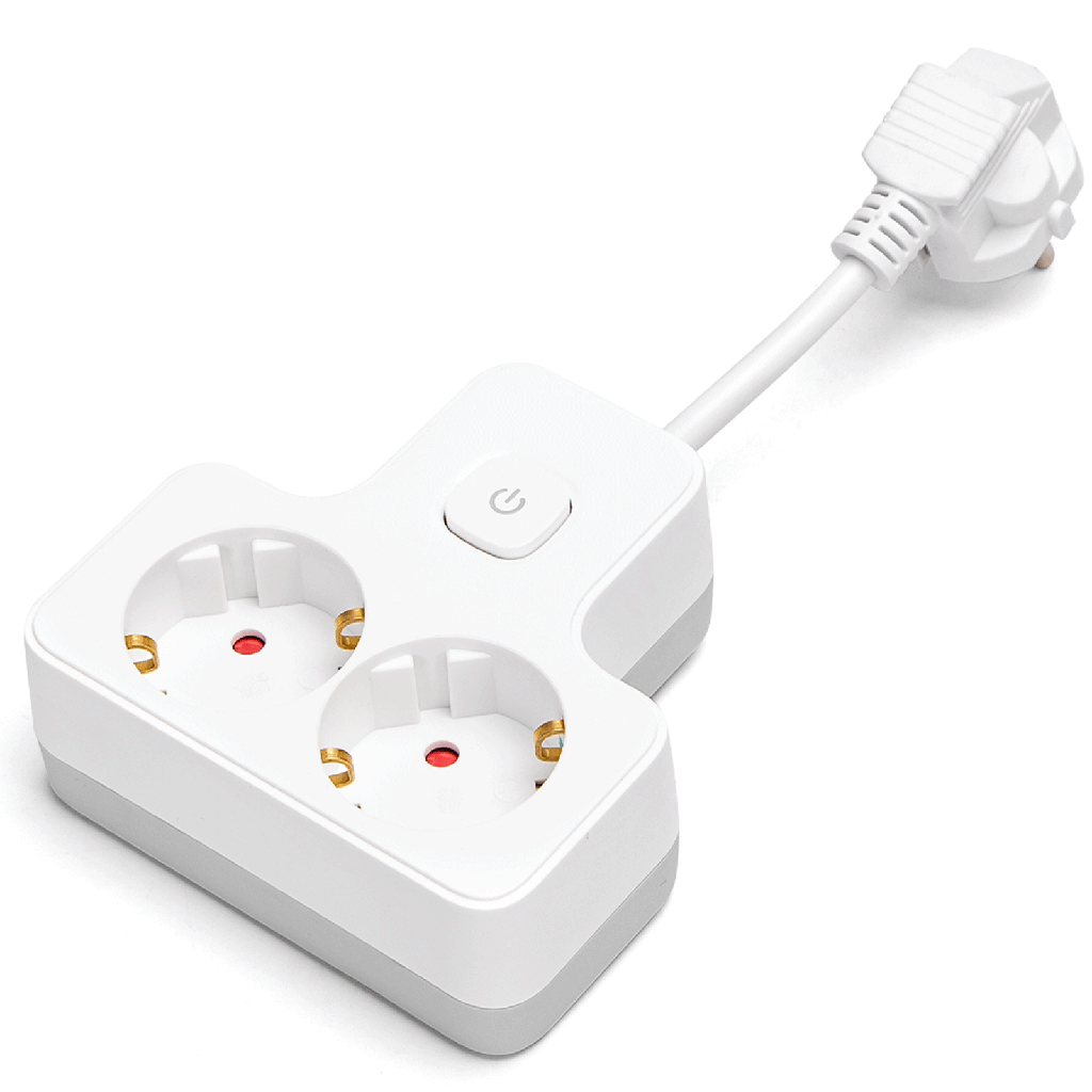 Duitse stekkerdoos 2-input 5cm korte kabel