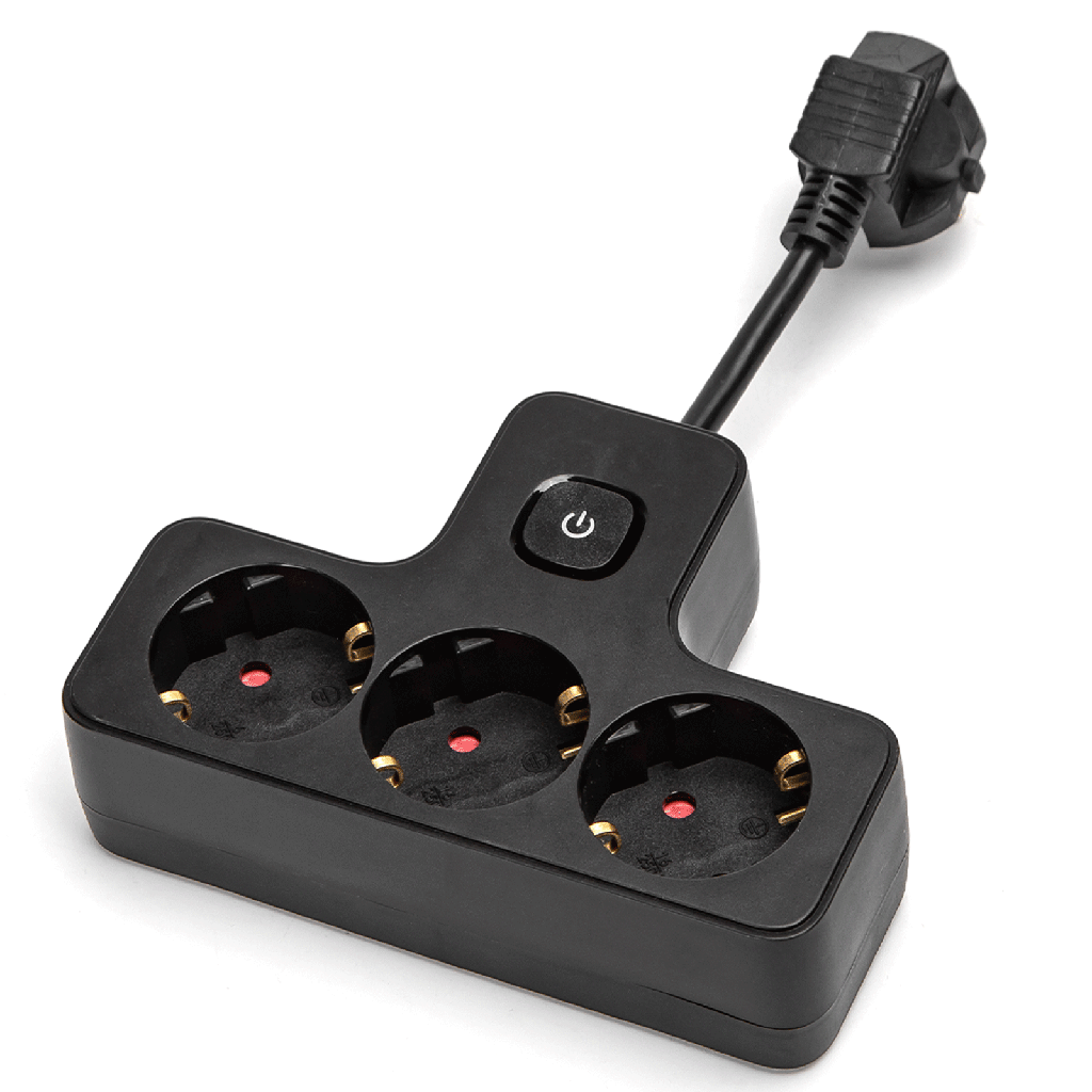 Aigostar Duitse stekkerdoos 3-input 5cm korte kabel