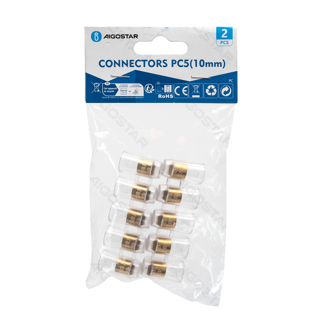 [B20104P6D] Terminal blocks PC5 (10mm) (2 pcs), transparent & brass