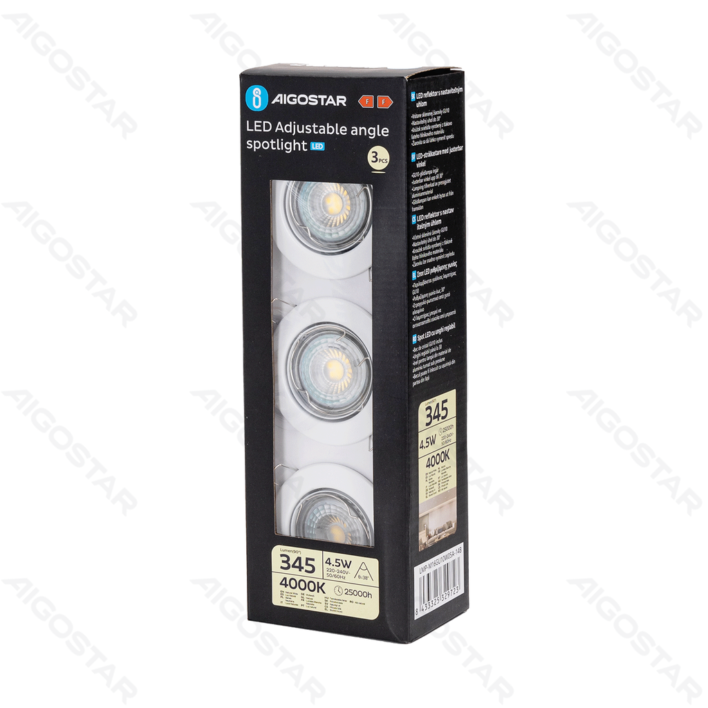 [B10307OT4] LED Adjustable Angle Spotlight 4.5W 4000K (cutout: 65mm) 3PCS