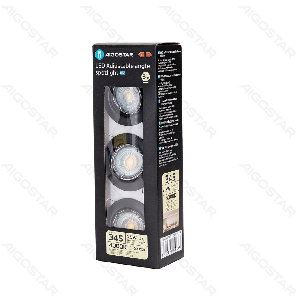 LED-spot met verstelbare hoek 4,5W 3 stuks zwart 4000K GU10