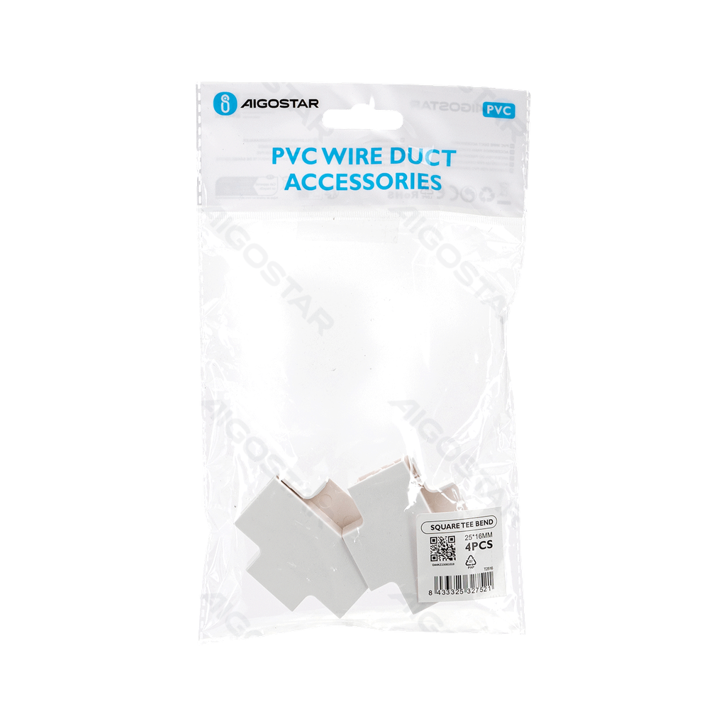 [B20104OA4] PVC Square Trunking Tee Bend White 25*16mm 4pcs
